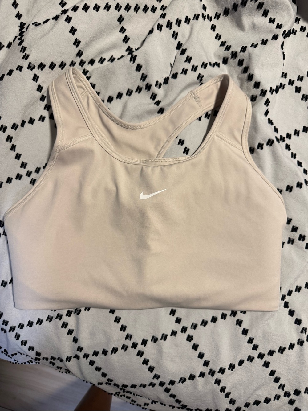 Nike Women's Beige Light Support Sports Bra with White Swoosh NWOT